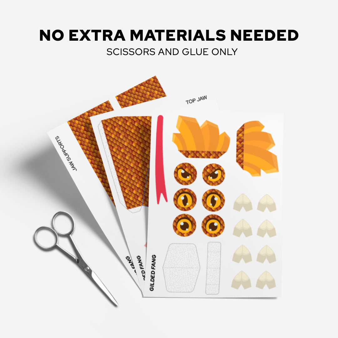 Printable Golden Dragon Puppet - Gilded Fang