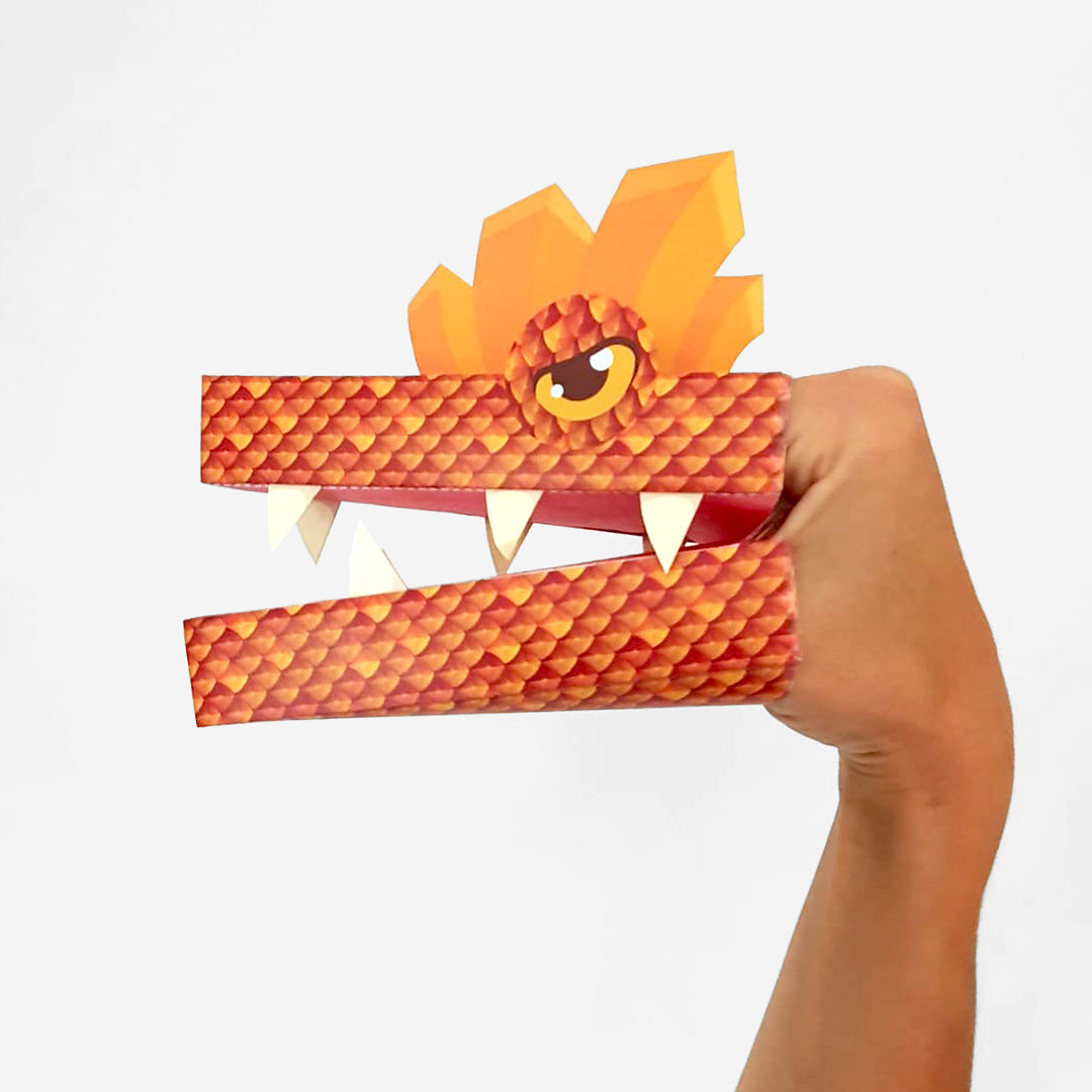 Printable Golden Dragon Puppet - Gilded Fang