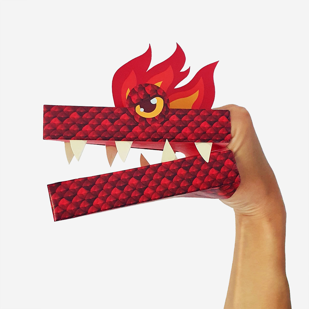 Printable Fire Dragon Puppet - Cinder Claw