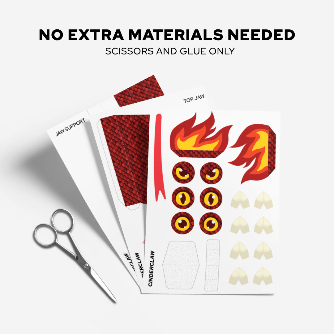 Printable Fire Dragon Puppet - Cinder Claw
